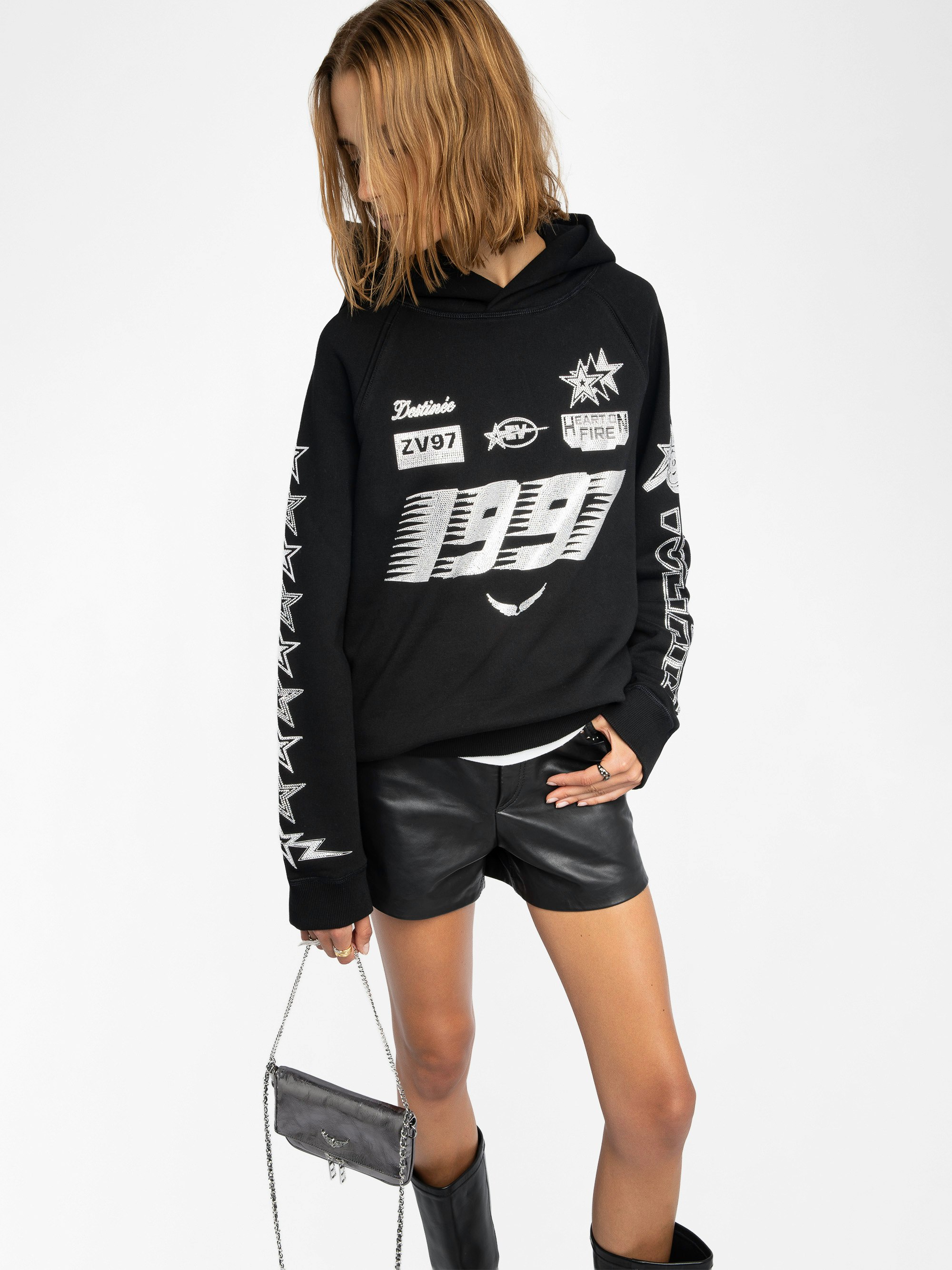 Georgys Sweatshirt - Hooded sweatshirt with rhinestone embellishments.