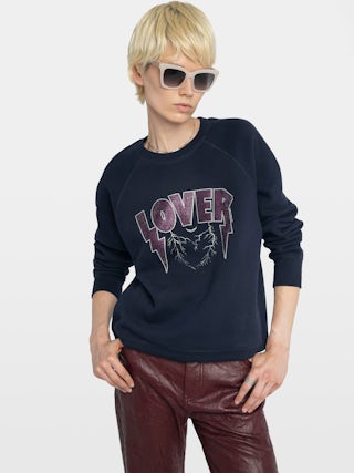 Sweatshirt Upper - Sweatshirt manches longues avec imprimé et strass à l'avant et le dos.