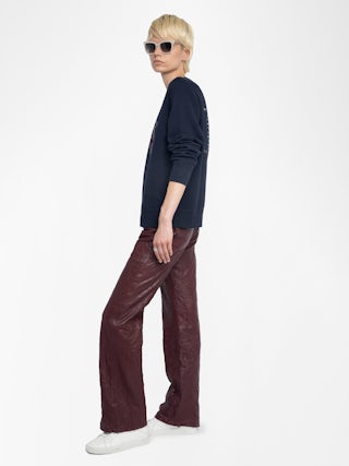 Upper Sweatshirt - Long-sleeved sweatshirt with print and rhinestones on front and back.