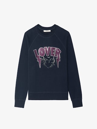 Upper Sweatshirt - Long-sleeved sweatshirt with print and rhinestones on front and back.