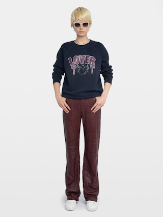 Upper Lover Sweatshirt - Long-sleeved sweatshirt with print and rhinestones on front and back.