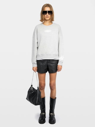 Mira Sweatshirt - Round neck sweatshirt with rhinestone embellishment.