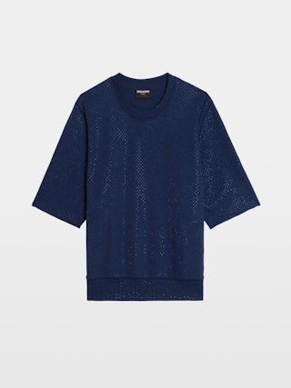Sweatshirt Edmond - Sweatshirt oversize manches 3/4 effet usé à strass.