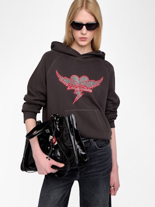 Georgy Sweatshirt - Hooded sweatshirt with print and rhinestones.