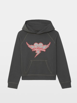 Georgy Embellished Sweatshirt - Hooded sweatshirt with print and embellished rhinestones.