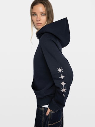 Georgy Embellished Sweatshirt - Hooded sweatshirt with print and embellished rhinestones.