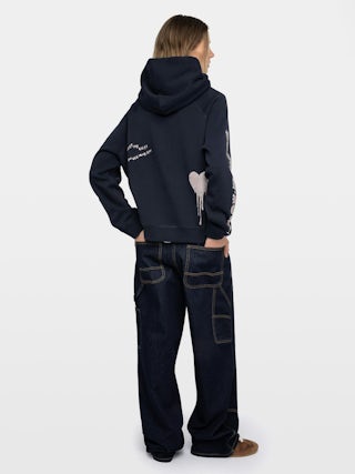 Georgy Embellished Sweatshirt - Hooded sweatshirt with print and embellished rhinestones.