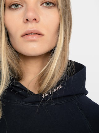 Georgy Embellished Sweatshirt - Hooded sweatshirt with print and embellished rhinestones.