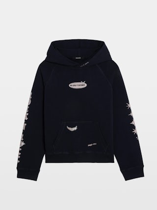 Georgy Embellished Sweatshirt - Hooded sweatshirt with print and embellished rhinestones.