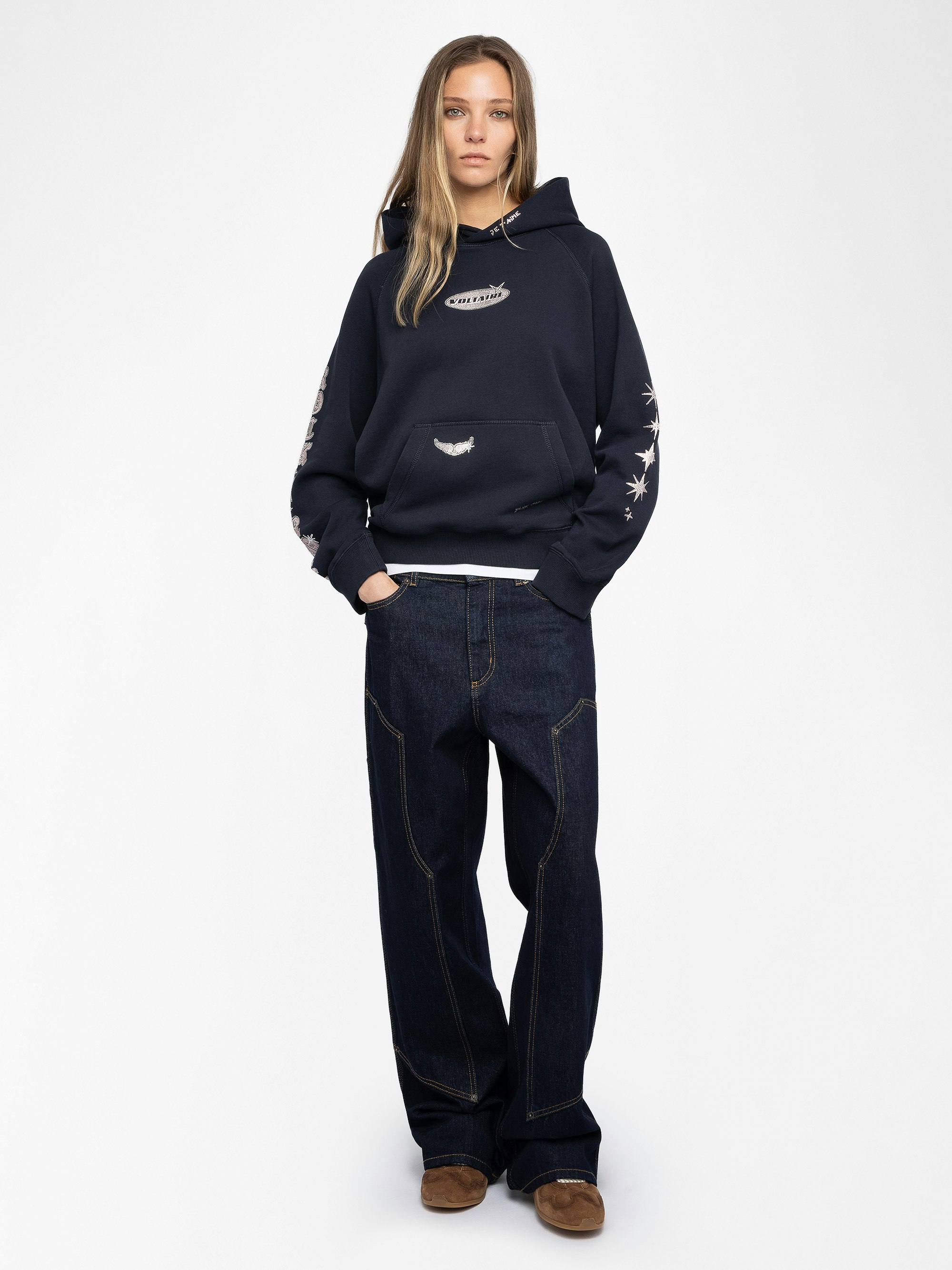 Georgy Sweatshirt - Hooded sweatshirt with rhinestone multicustomisation.