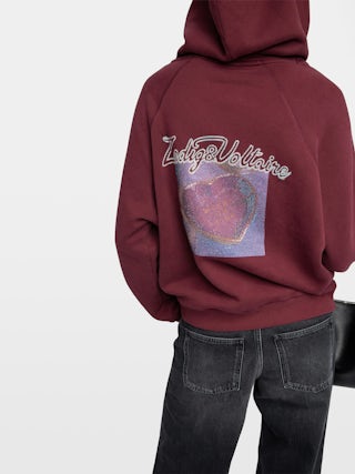 Georgy Embellished Sweatshirt - Hooded sweatshirt with print and rhinestones on the back.