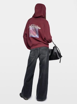 Georgy Embellished Sweatshirt - Hooded sweatshirt with print and rhinestones on the back.