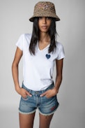 Enjoy Today Henley T-shirt - Women’s Henley T-shirt flaunting the mantra “Enjoy Today” and crystal embellishment