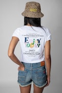 Enjoy Today Henley T-shirt - Women’s Henley T-shirt flaunting the mantra “Enjoy Today” and crystal embellishment
