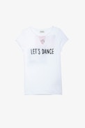 Let's dance Henley T-shirt - Women’s “Let's dance” white cotton T-shirt