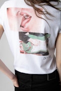 Let's dance Henley T-shirt - Women’s “Let's dance” white cotton T-shirt