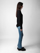 Jewellery Henley T-Shirt - Women’s long-sleeved Henley T-shirt with star buttons.