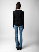 Jewellery Henley T-Shirt - Women’s long-sleeved Henley T-shirt with star buttons.