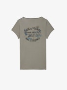 Insignia Henley T-shirt - Brown cotton short-sleeved Henley T-shirt with insignia and customized details by Humberto Cruz.