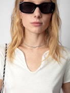 Skull Fishnet Tunisien - Women's white cotton t-shirt with fishnet skull design on back.