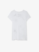 Diamanté Henley Top - White cotton Henley T-shirt with short sleeves and diamanté-embellished motifs.