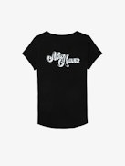 Amour Henley T-shirt - Short-sleeved black organic cotton Henley T-shirt with ‘Mon Amour’ print on the back.