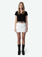 Amour Henley T-shirt - Short-sleeved black organic cotton Henley T-shirt with ‘Mon Amour’ print on the back.