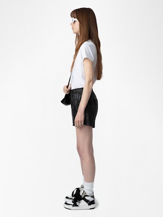 Henley T-shirt Tuni - Organic cotton Tunisian with short sleeves, "Be Kind To Your Mind" message inside and rhinestone ZV wings on the back.