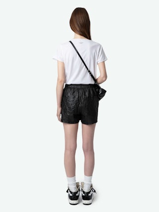 Henley T-shirt Tuni - Organic cotton Tunisian with short sleeves, "Be Kind To Your Mind" message inside and rhinestone ZV wings on the back.