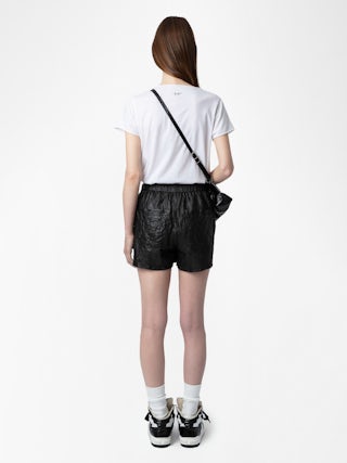 Henley T-shirt Tuni - Organic cotton Tunisian with short sleeves, "Be Kind To Your Mind" message inside and rhinestone ZV wings on the back.