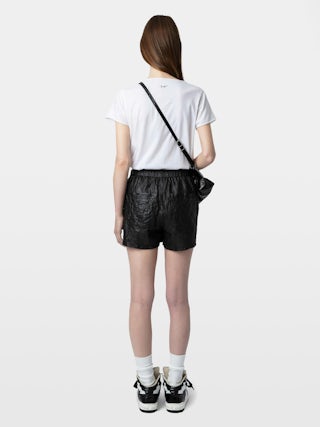 Henley T-shirt Tuni - Organic cotton Tunisian with short sleeves, "Be Kind To Your Mind" message inside and rhinestone ZV wings on the back.