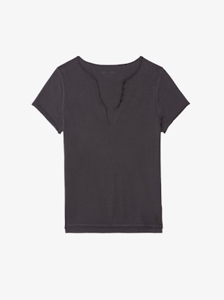 Tuni Henley T-shirt - Short-sleeved henley t-shirt with rhinestone wings on the back.