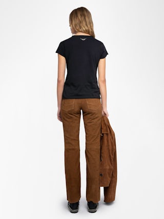 Henley T-shirt Tuni - Organic cotton Tunisian with short sleeves, "Be Kind To Your Mind" message inside and rhinestone ZV wings on the back.