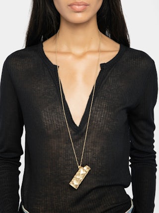 Henley T-shirt Tani - Long-sleeved Henley T-shirt with print on the back.