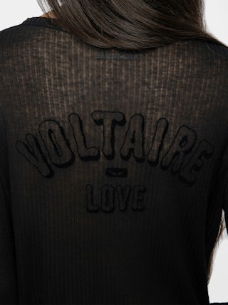 Henley T-shirt Tani - Long-sleeved Henley T-shirt with print on the back.