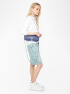 Fishnet Henley T-shirt - White long sleeved t-shirt with fishnet cutout on back.