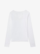 Fishnet Henley T-shirt - White long sleeved t-shirt with fishnet cutout on back.