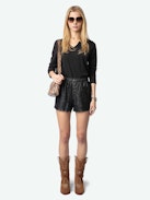Henley Fishnet T-shirt - Long-sleeve henley t-shirt with fishnet detailing on the back.
