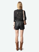 Henley Fishnet T-shirt - Long-sleeve henley t-shirt with fishnet detailing on the back.