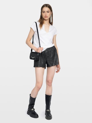 Henley T-shirt Tuni - Short-sleeve Henley shirt with embroidered patch on the back.