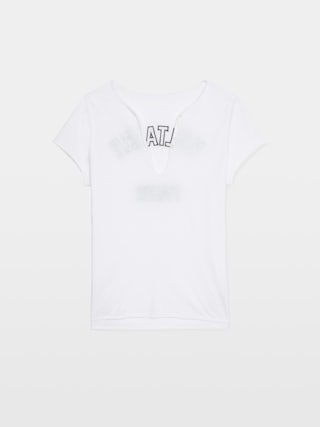 Henley T-shirt Tuni - Short-sleeve Henley shirt with embroidered patch on the back.