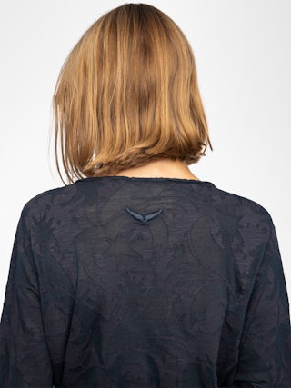 Henley Long-Sleeve T-Shirt - Long-sleeved Henley T-shirt in dévoré cotton.