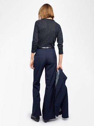 Henley Long-Sleeve T-Shirt - Long-sleeved Henley T-shirt in dévoré cotton.