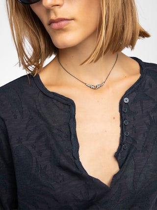 Henley Long-Sleeve T-Shirt - Long-sleeved Henley T-shirt in dévoré cotton.