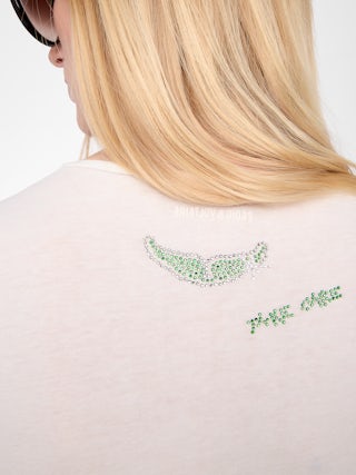 Henley-Shirt Shirt - Henley-Shirt Shirt mit kurzen Ärmeln und Strass-Multicustomisation.