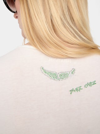 Henley T-shirt - Short-sleeved henley t-shirt with rhinestone multicustomisation.