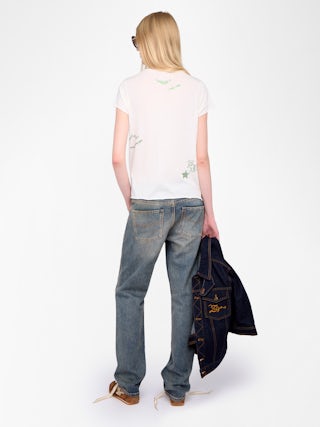 Henley-Shirt Shirt - Henley-Shirt Shirt mit kurzen Ärmeln und Strass-Multicustomisation.