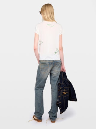 Henley T-shirt - Short-sleeved henley t-shirt with rhinestone multicustomisation.