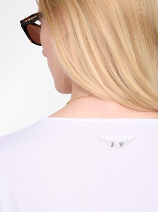 Henley-Shirt Tuni - Henley-Shirt Shirt mit langen Ärmeln und Strass-Flügeln.