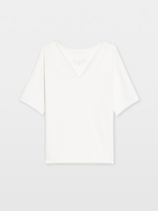 Henley T-shirt Meg - Short-sleeve V-neck henley t-shirt with worn effect.